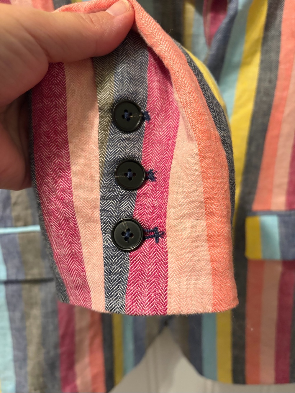 Current Air Los Angeles NWT Colorful Striped Linen Blend Blazer Jacket L - Picture 10 of 11